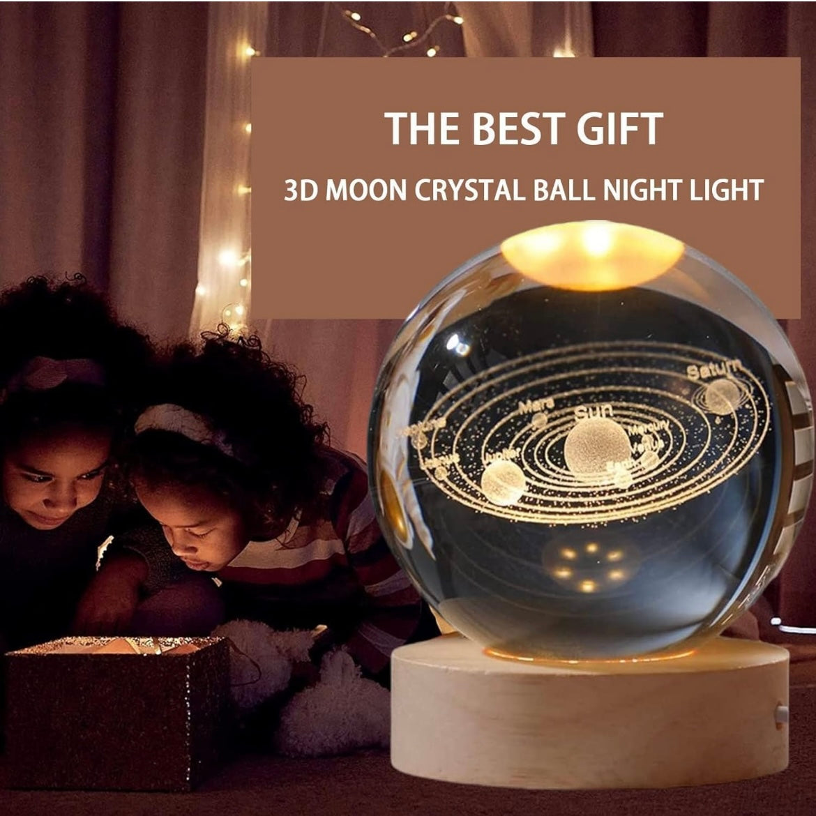 3D Galaxy Crystal Ball Night Lamp
